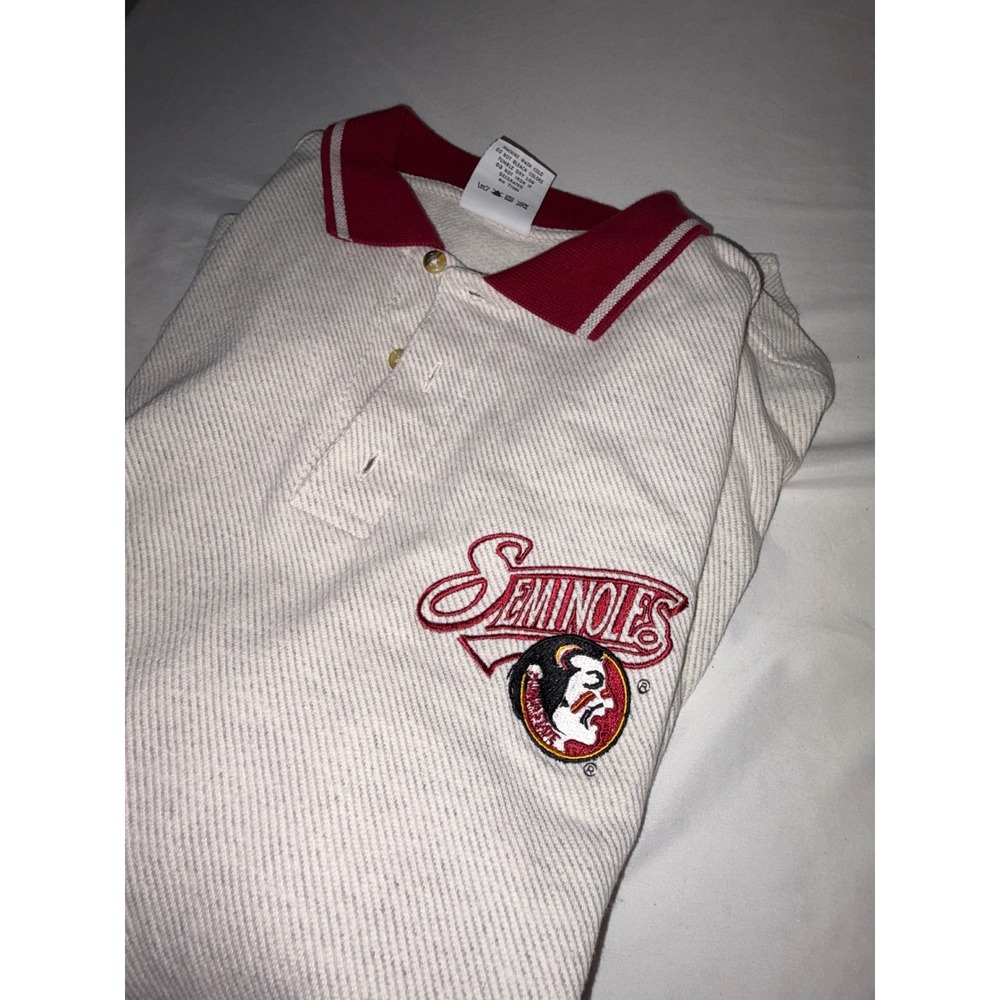 Vintage Florida State Seminoles FSU Polo Shirt Dynasty XXL Cream Garnet Red